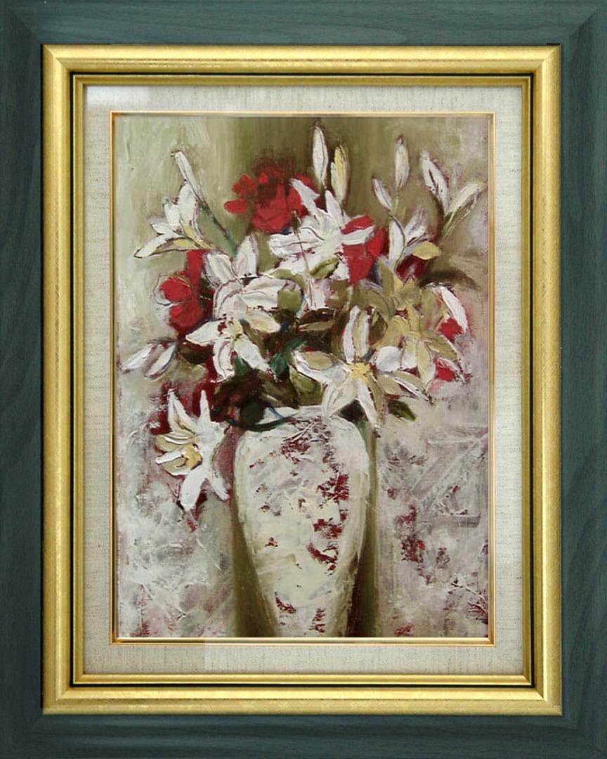 メルカリ 絵画絵額付 (黒) 油絵F4-090316花 (ゆり)