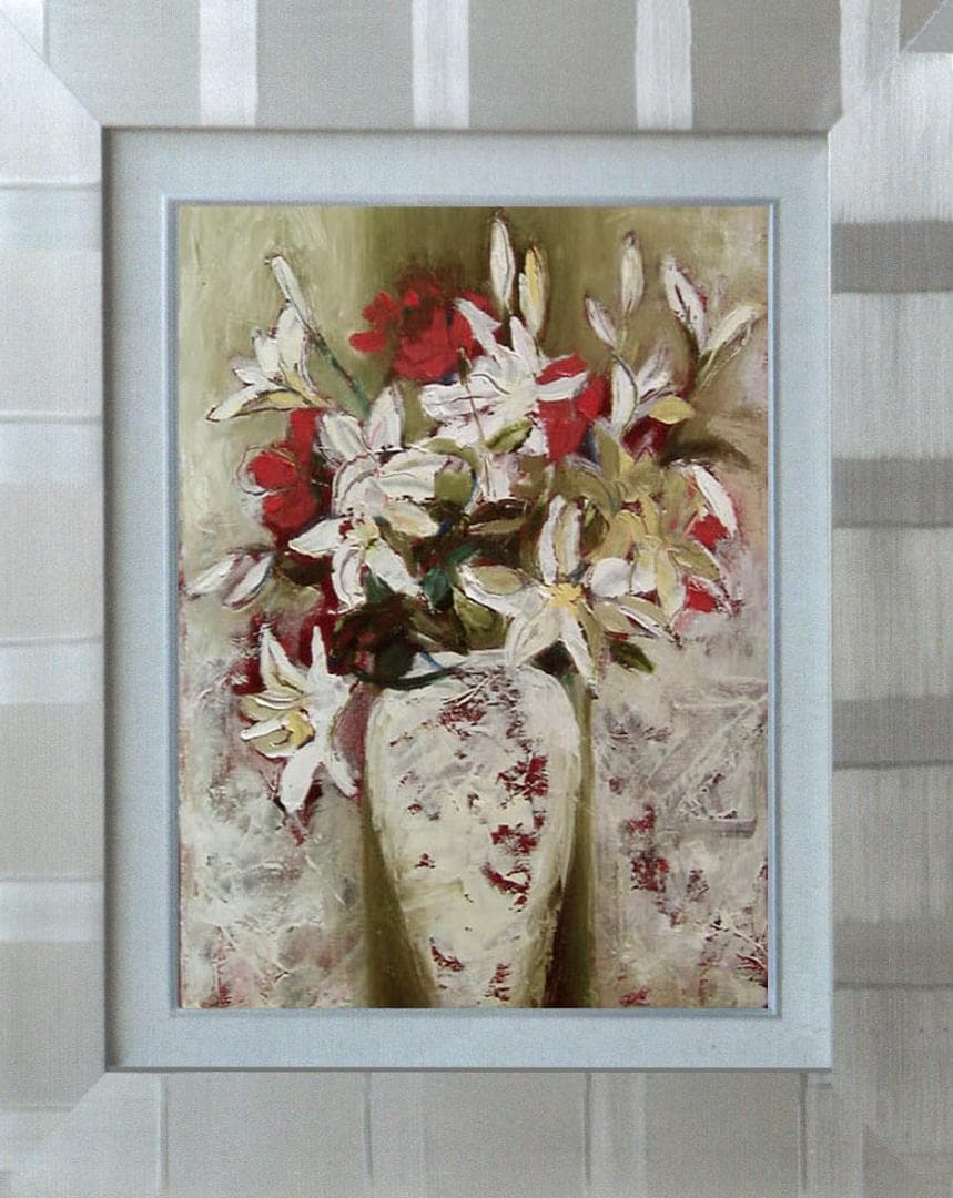 メルカリ 絵画絵額付 (黒) 油絵F4-090316花 (ゆり)