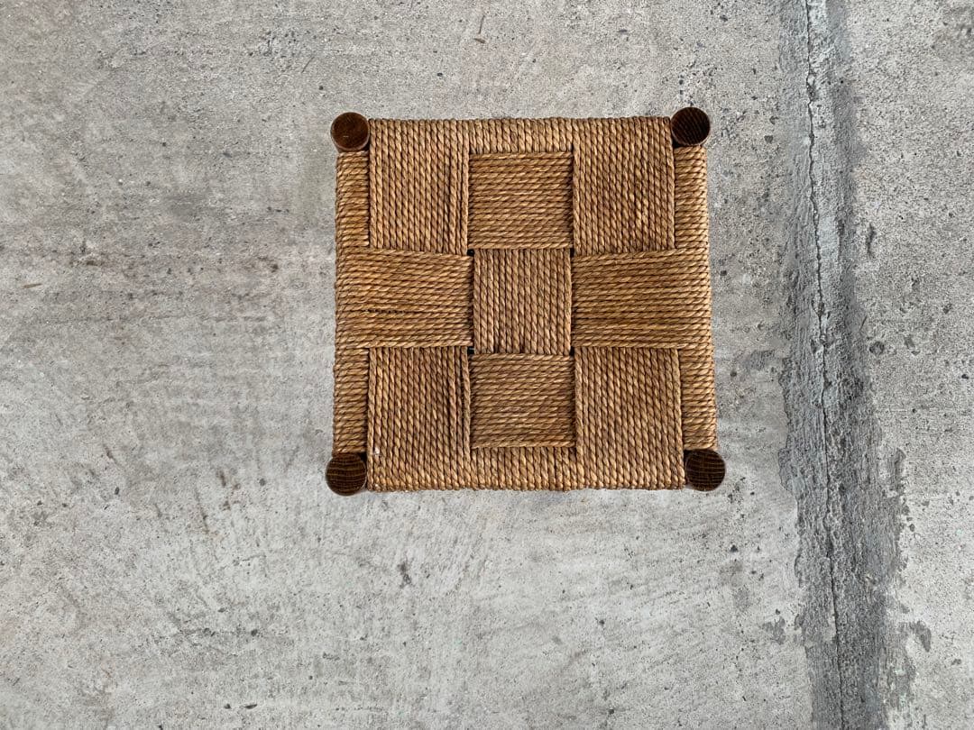 アンティーク ラッシュ スツール 縄編み チェア 民芸家具 椅子 No.4