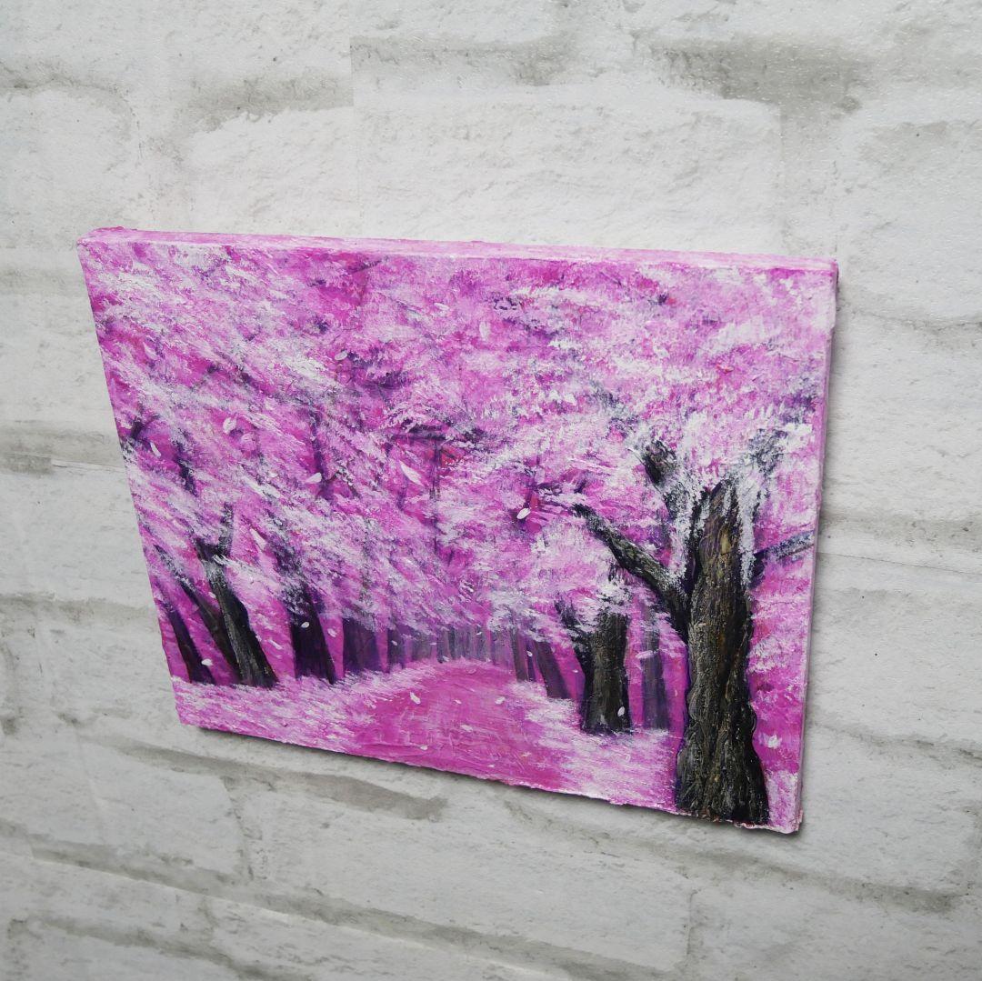 油絵 油彩 油彩画 絵画 絵【桃色の桜の道】
