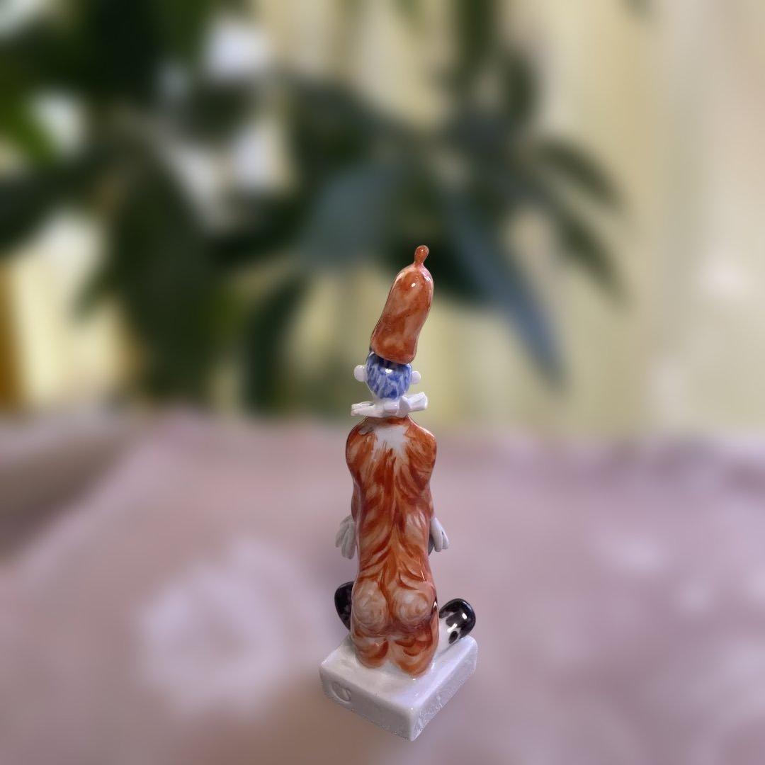 Shinya マイセン　手捻り陶器製ピエロの人形置物 約10cm