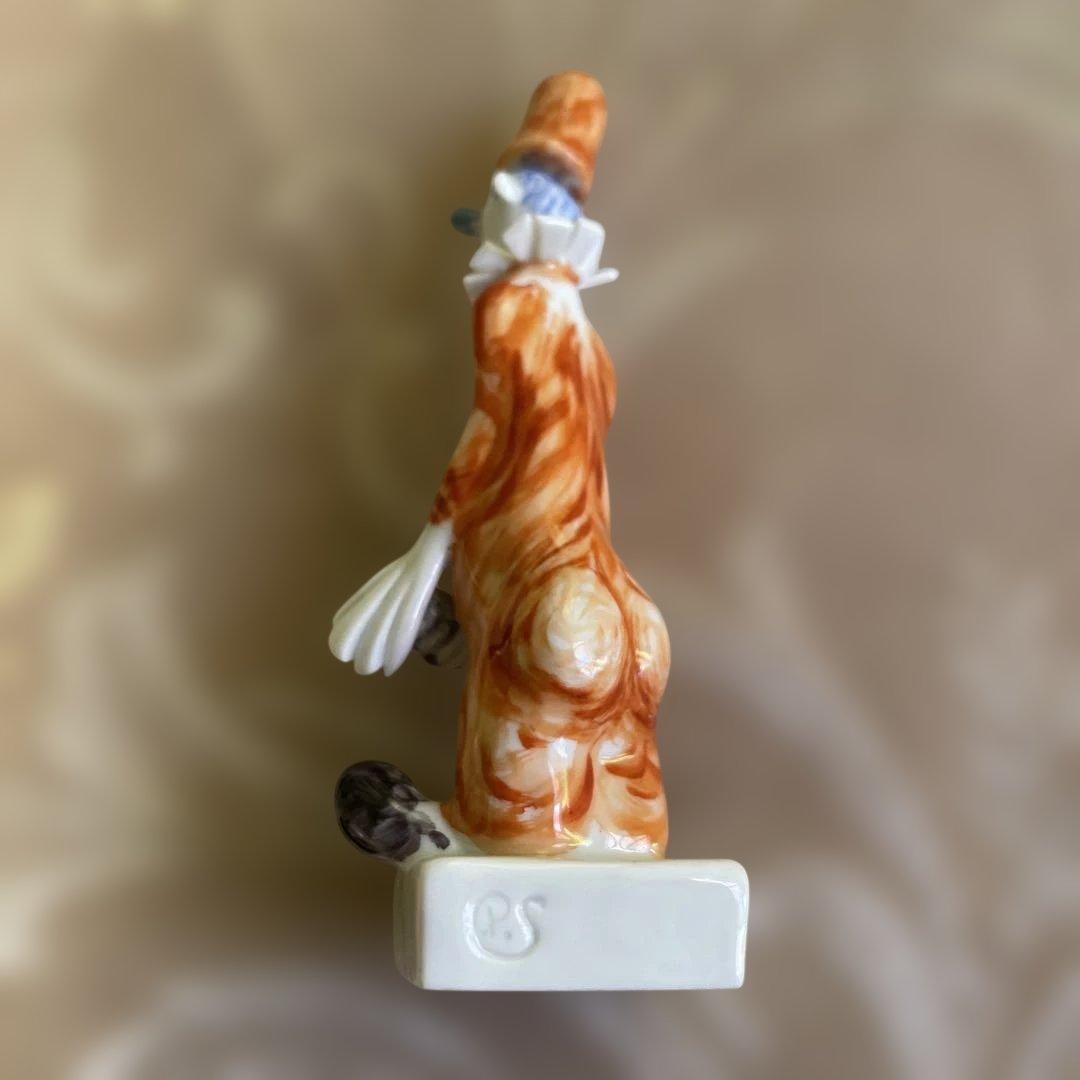 Shinya マイセン　手捻り陶器製ピエロの人形置物 約10cm