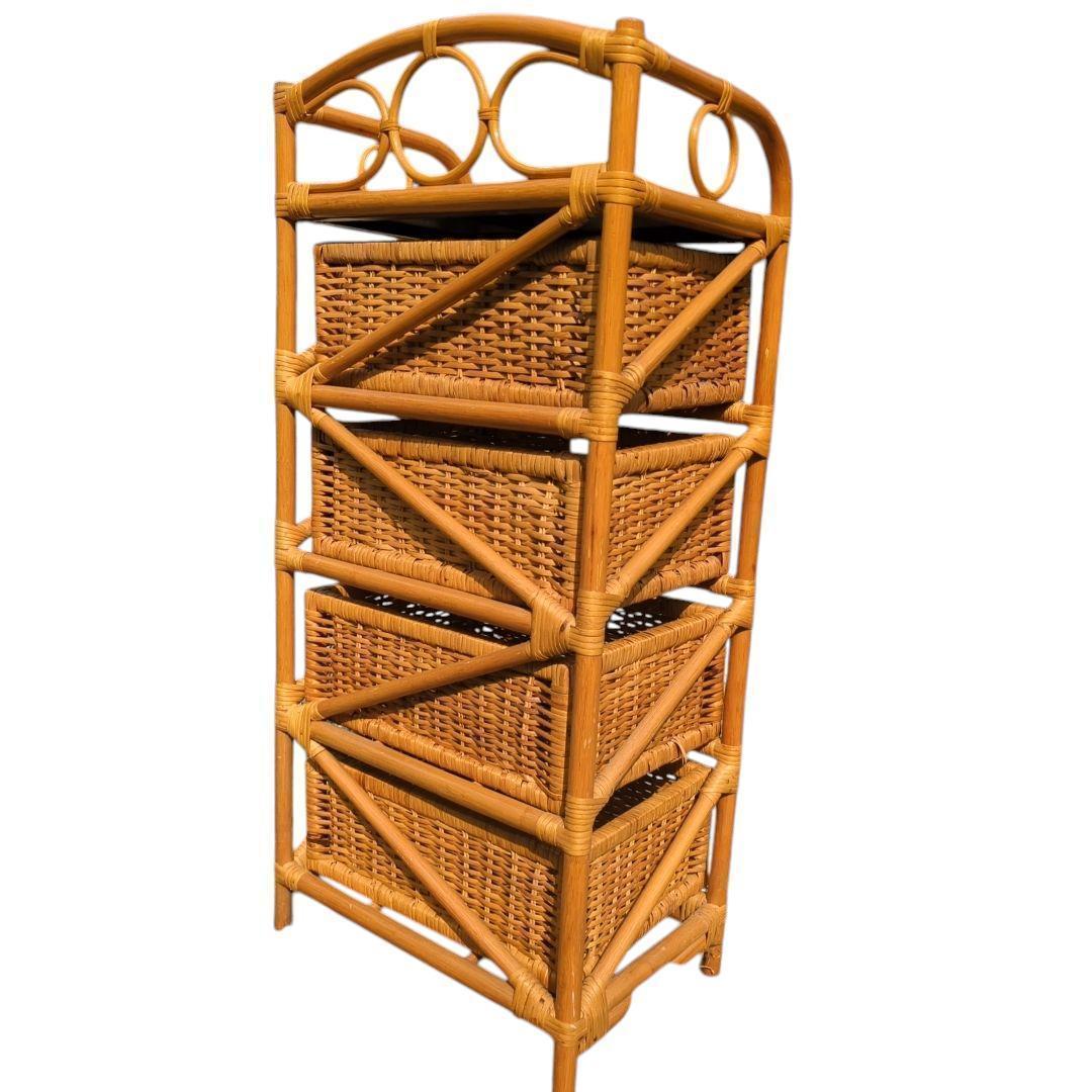 籐 ラタン チェスト4段 インテリア 昭和レトロ 箪笥