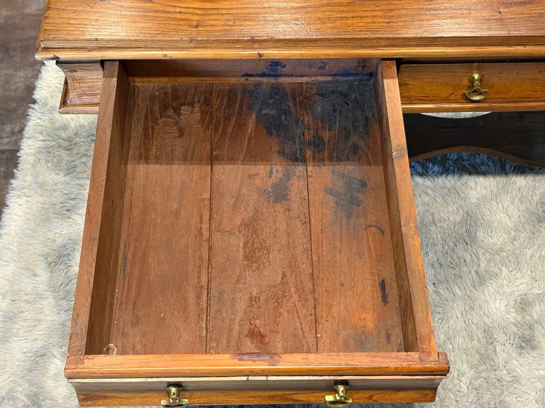 英国　アンティーク　ウッドデスク　スリランカ　ライティングデスク　ブラウン　ns