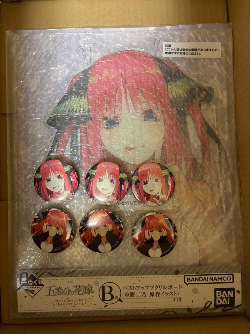 一番くじ 五等分の花嫁 B賞バストアップアクリルボード 中野二乃 缶