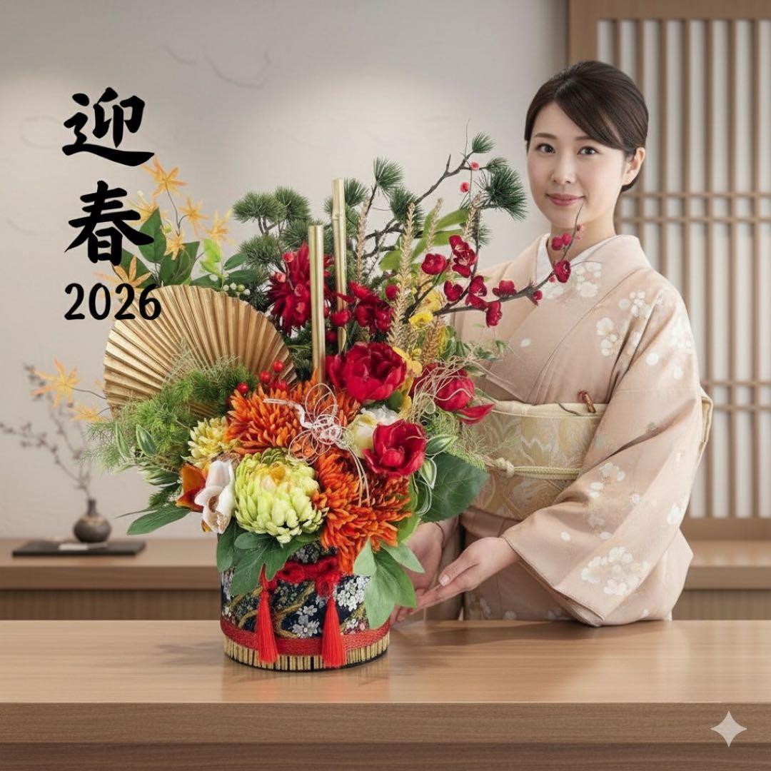 ⑥ 【特大70cm】門松 LL 豪華松竹梅アレンジメント／店舗・商業施 新年飾り