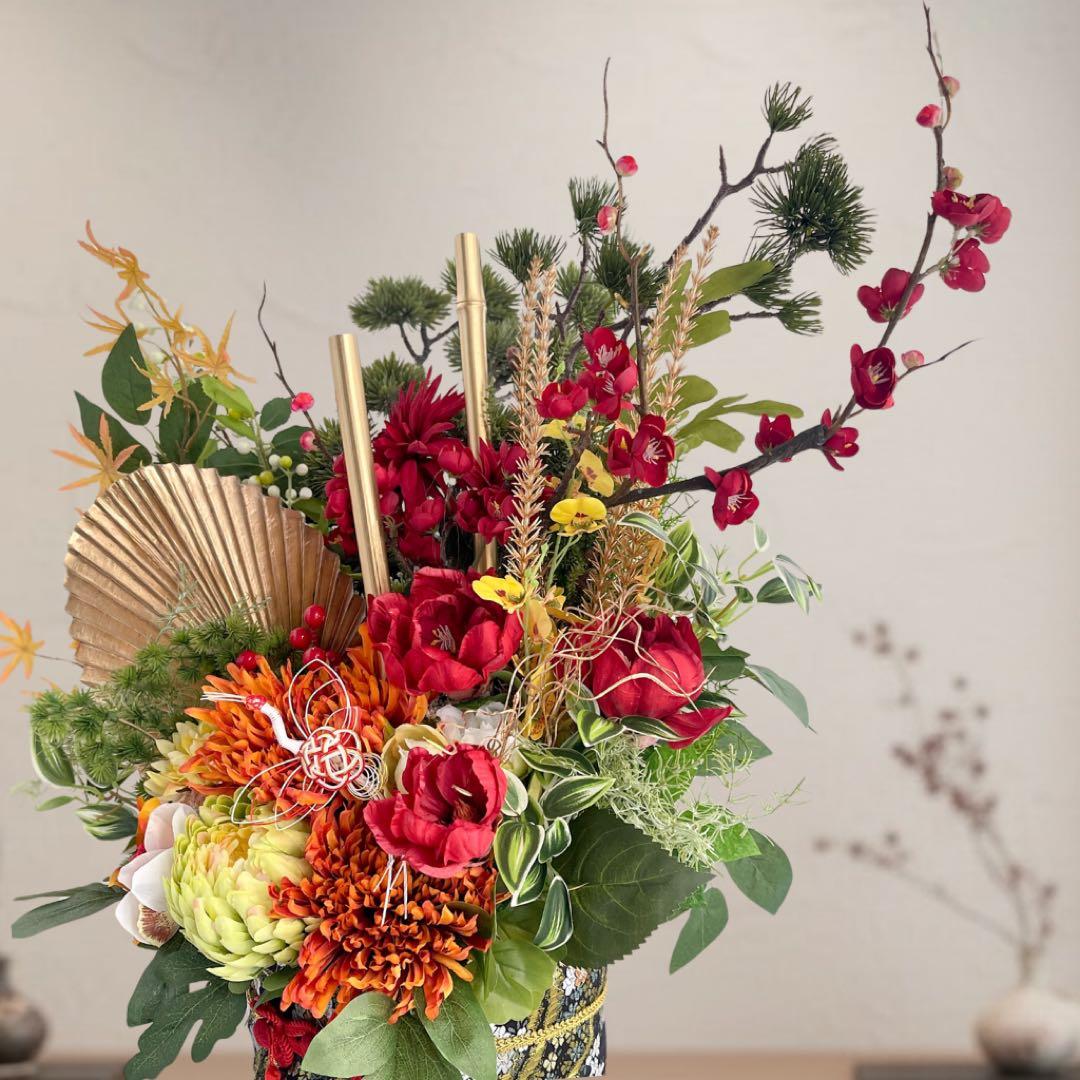 ⑥ 【特大70cm】門松 LL 豪華松竹梅アレンジメント／店舗・商業施 新年飾り