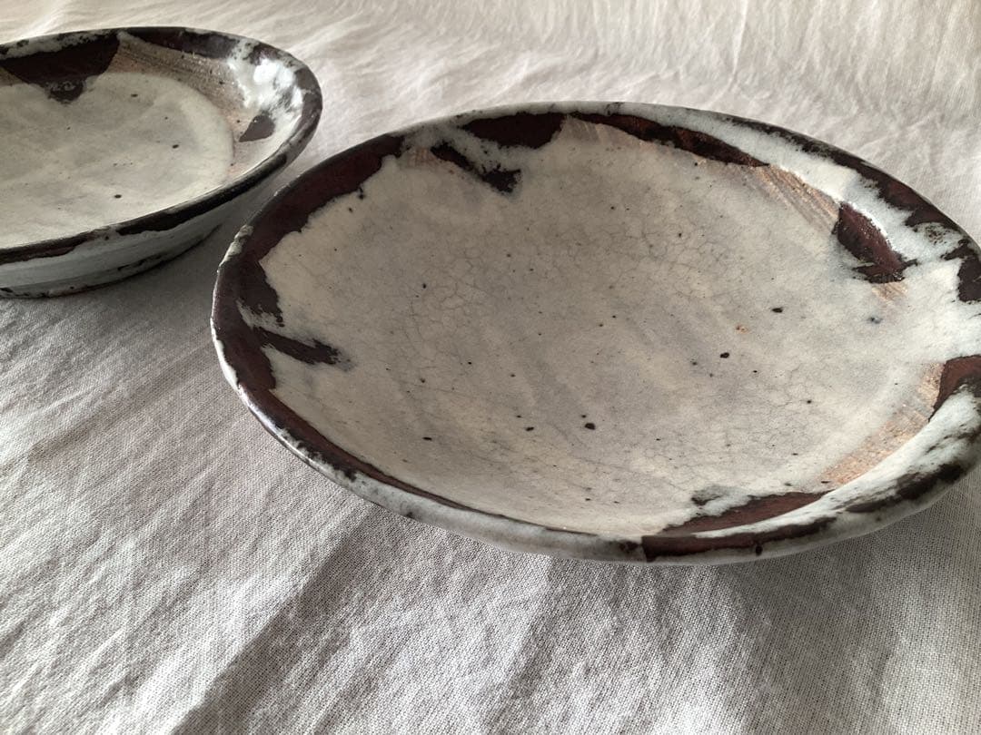 小野哲平 鉄化粧 クロス皿 5寸15センチ 2枚セット