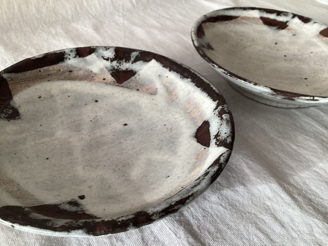 小野哲平 鉄化粧 クロス皿 5寸15センチ 2枚セット