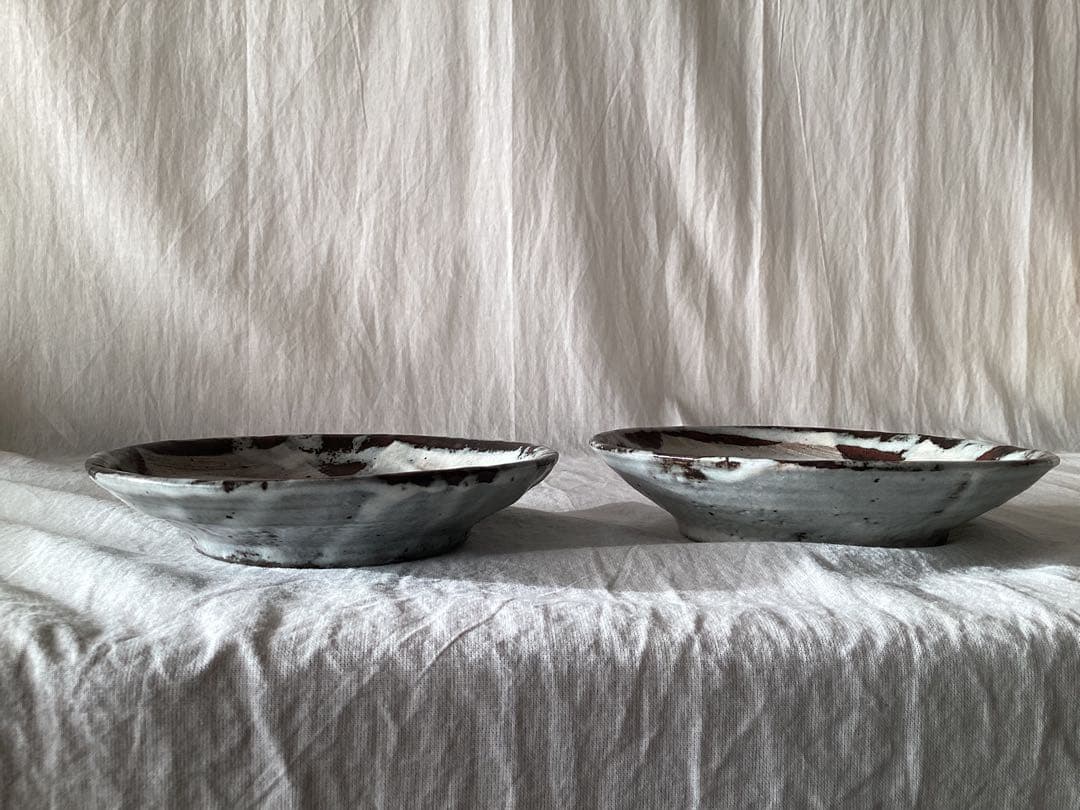 小野哲平 鉄化粧 クロス皿 5寸15センチ 2枚セット