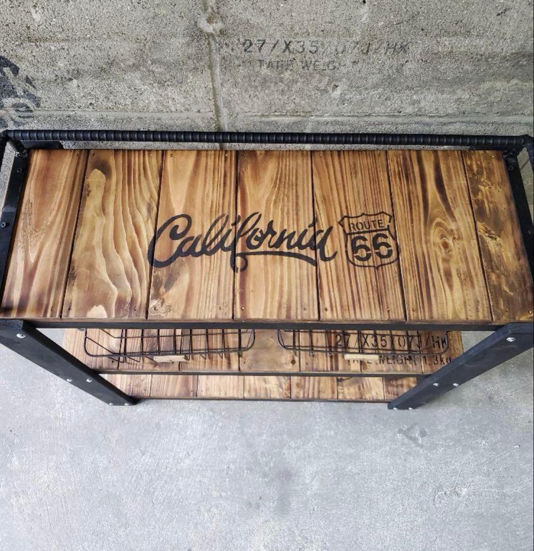 鉄筋バーラック　木製ラック　棚 収納　男前インテリア　インダストリアル 0201