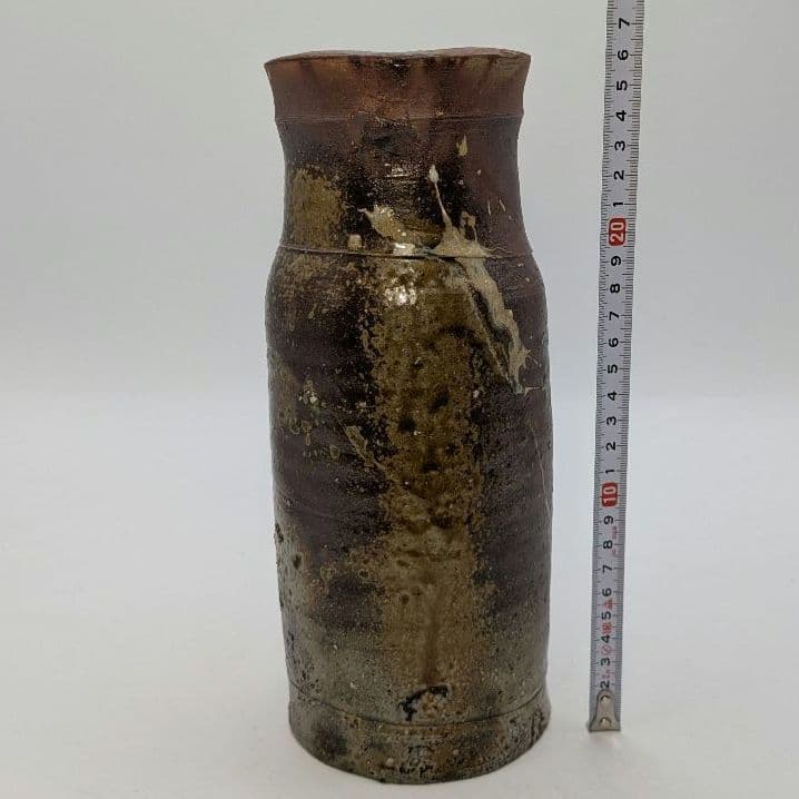 岡山県重要無形文化財 藤原建 備前焼 花入 共箱共布 花器 花瓶