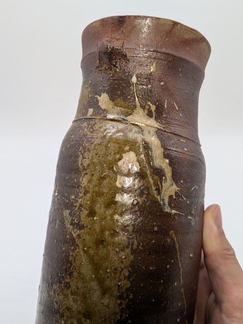 岡山県重要無形文化財 藤原建 備前焼 花入 共箱共布 花器 花瓶