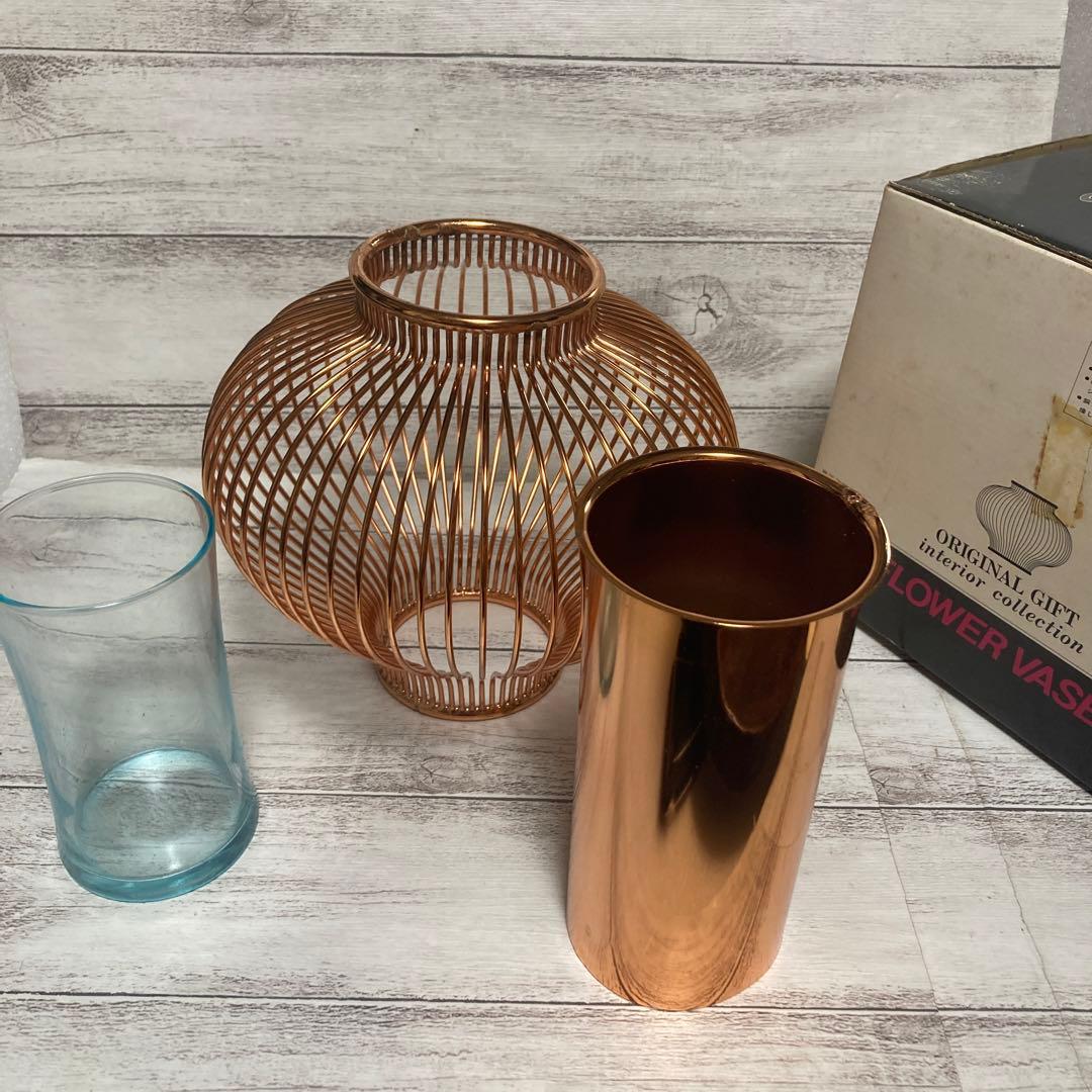 新品 銅ブロンズ仕上げ 花籠 手作りシリーズ 金属工芸 花瓶 フラワー