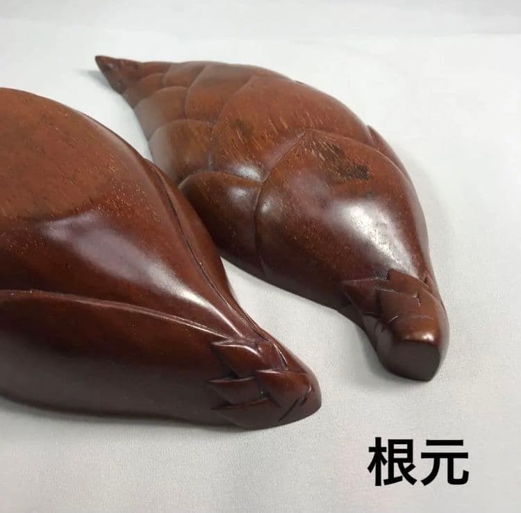 【蔵出し・未使用】昭和期 香港製｜紫檀 筍意匠小物入れ｜縁起物・工芸美品