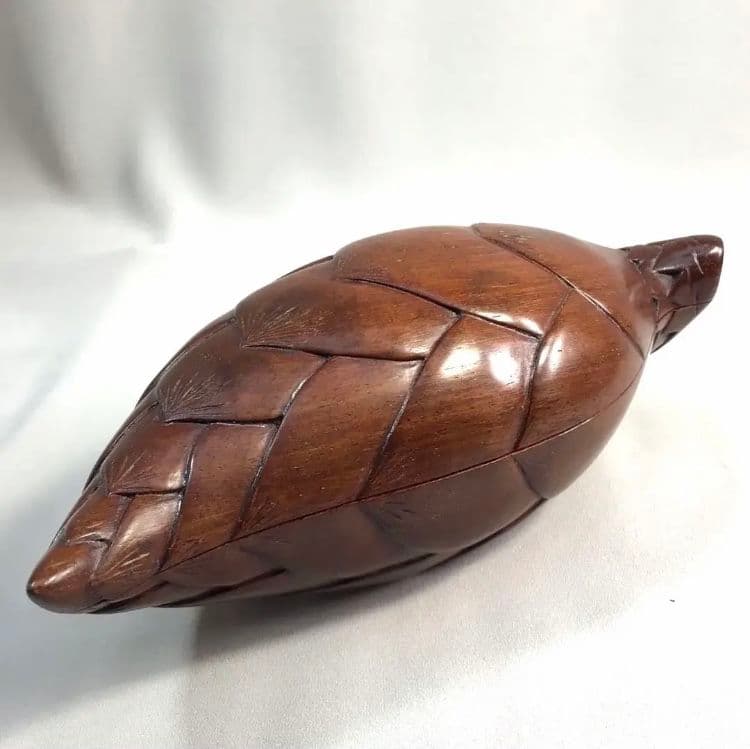 【蔵出し・未使用】昭和期 香港製｜紫檀 筍意匠小物入れ｜縁起物・工芸美品