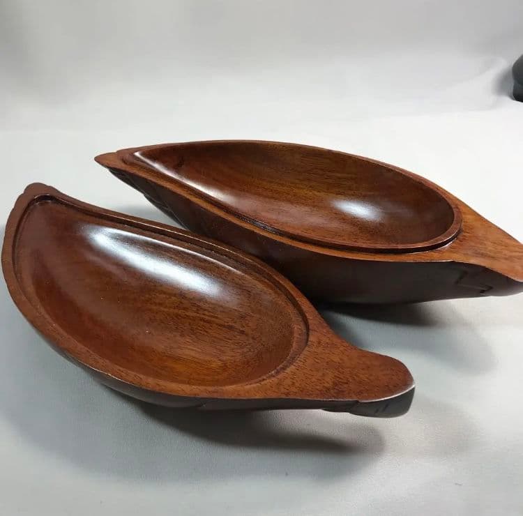 【蔵出し・未使用】昭和期 香港製｜紫檀 筍意匠小物入れ｜縁起物・工芸美品