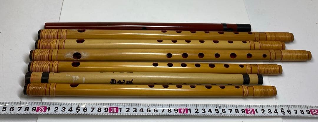 喜月銘等 竹製 横笛7点 約36.1〜46㎝ 東さ
