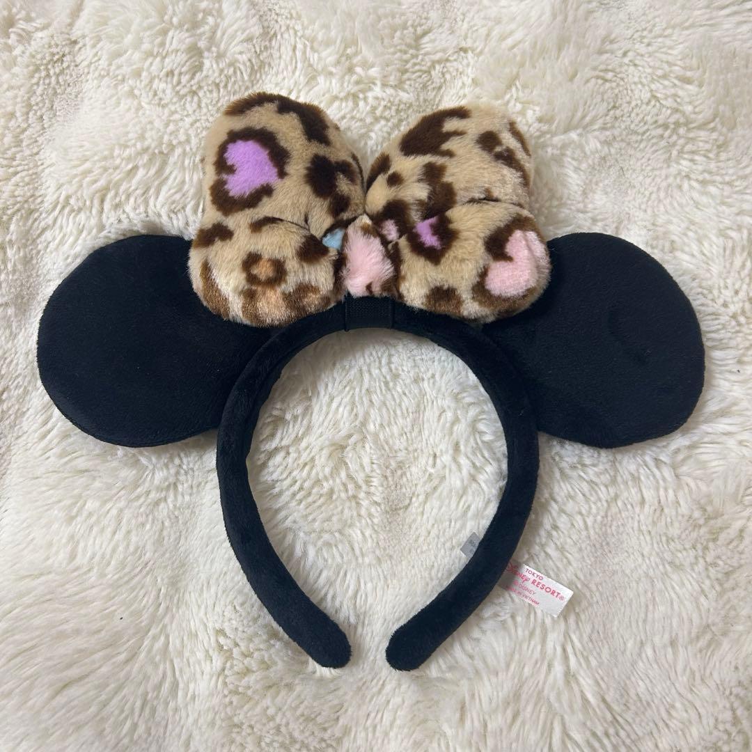 東京ディズニーリゾート ミニーマウス ヒョウ柄リボン カチューシャ
