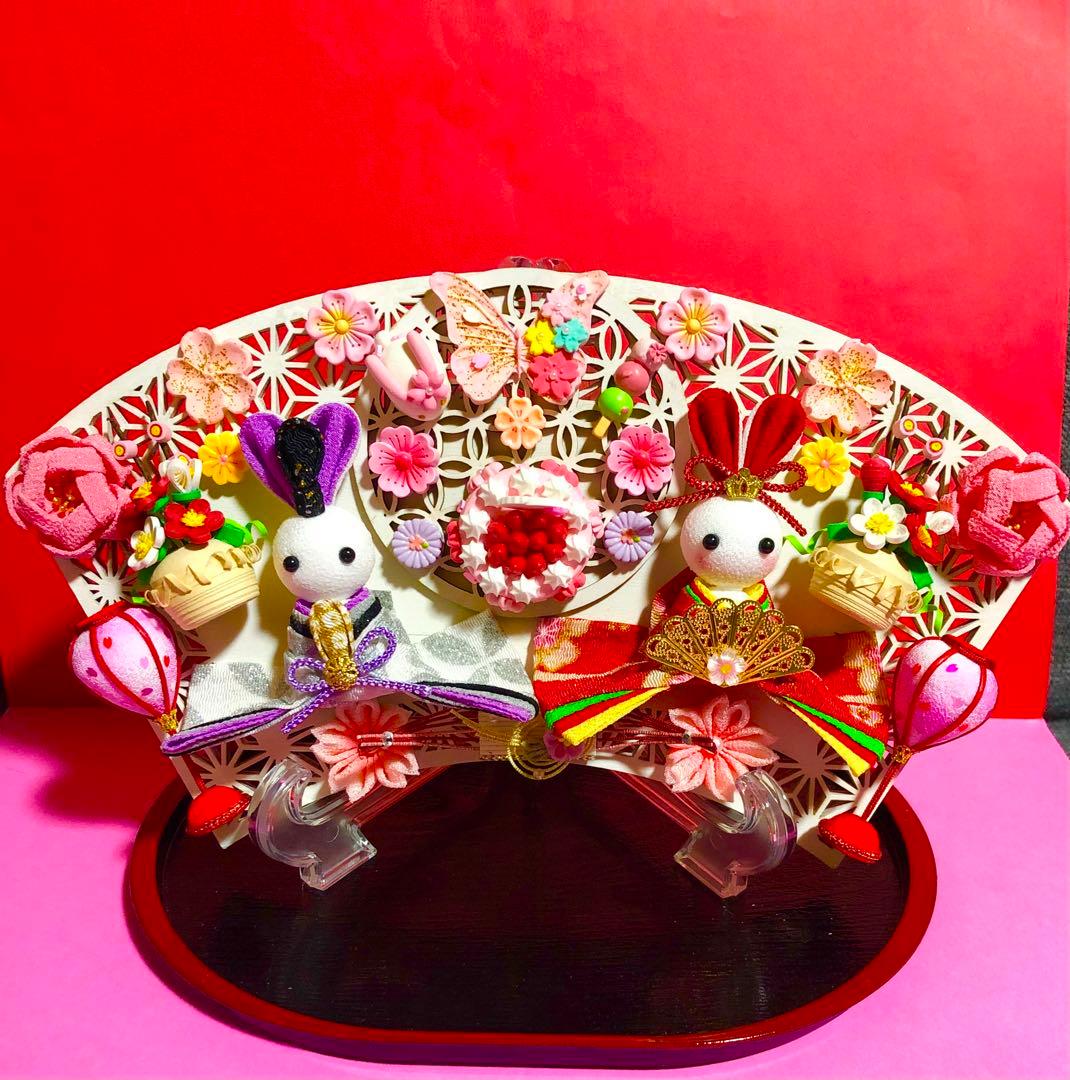ひな祭りプレート 桃の節句 つまみ細工 ちりめん細工 お祝い飾り 置き