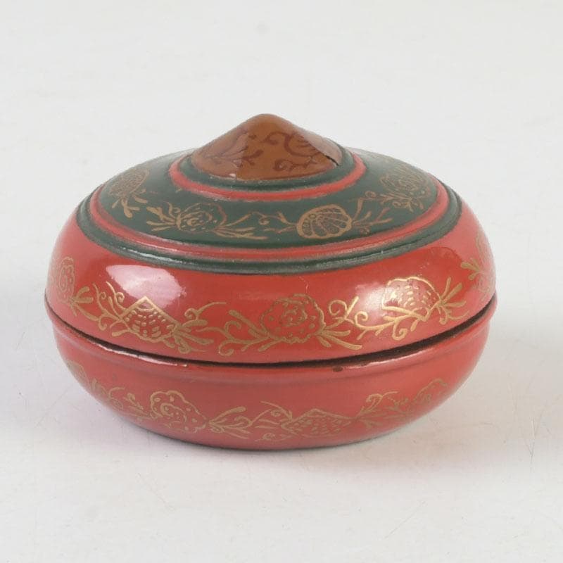 茶道具　朱塗　貝蒔絵　香合　仕覆付　V　9854