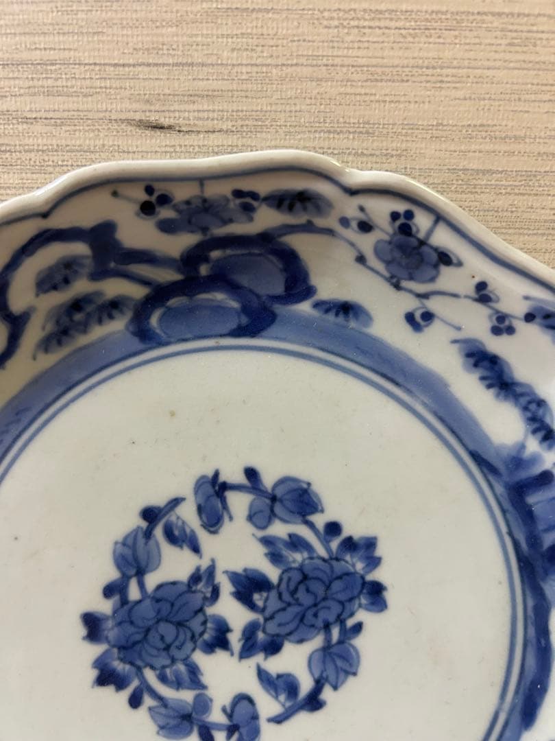 中国古美術 清時代染付け皿　裏面に “福 ”在銘 共箱