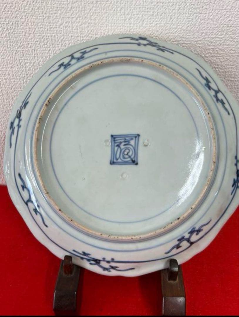 中国古美術 清時代染付け皿　裏面に “福 ”在銘 共箱
