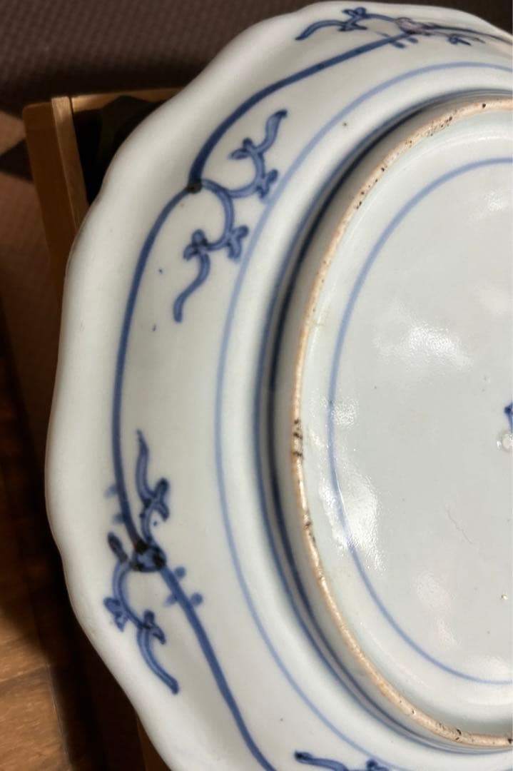 中国古美術 清時代染付け皿　裏面に “福 ”在銘 共箱