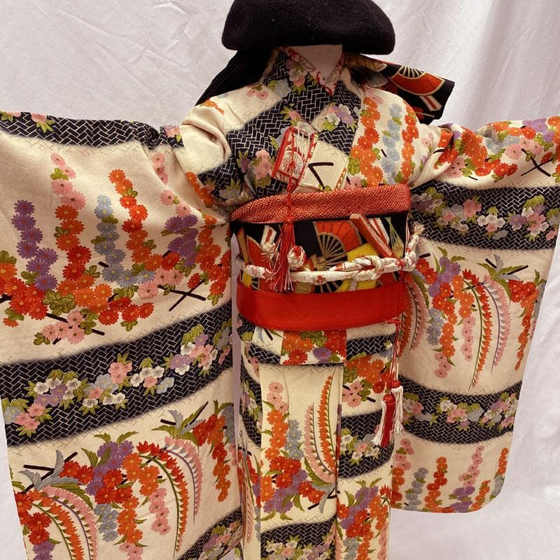 503ag24,帯揚げ帯締めしごき筥迫末広◎アンティーク 着物&袋帯&長襦袢