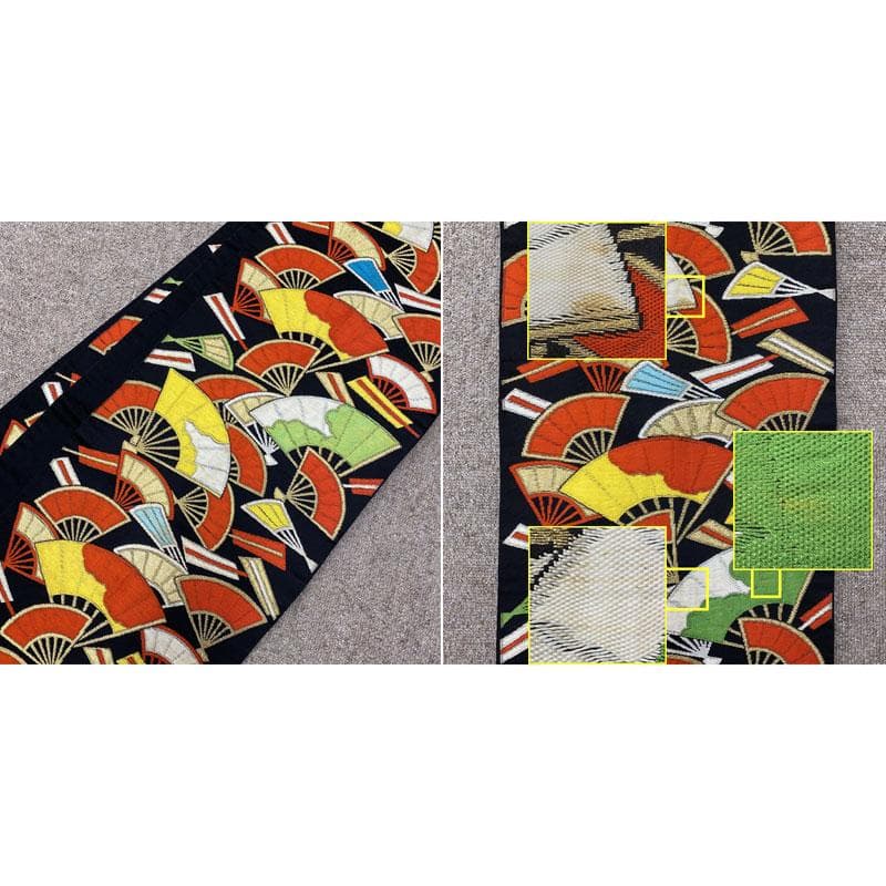 503ag24,帯揚げ帯締めしごき筥迫末広◎アンティーク 着物&袋帯&長襦袢