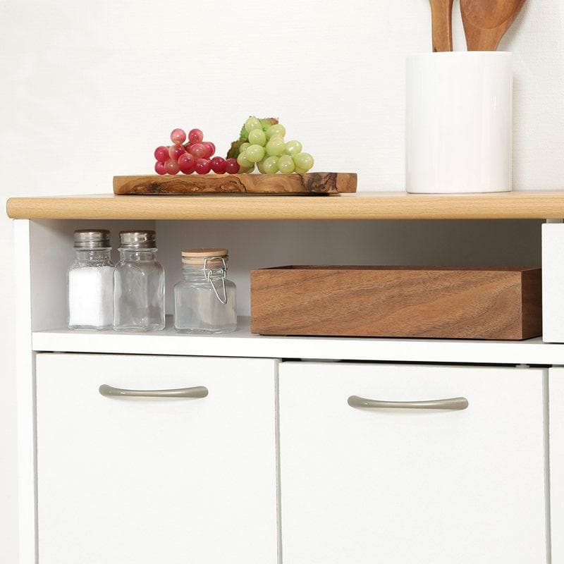 北欧風キッチンカウンター ホワイト×ナチュラル [5072]