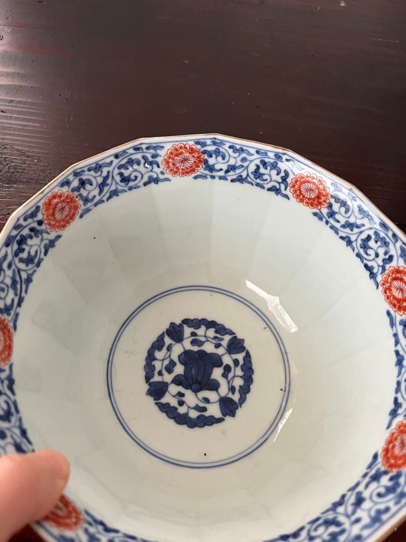 江戸中期後期　珍品　希少　上手古伊万里　猿　漢詩　桃　梅　葵　竹　16角　菓子鉢