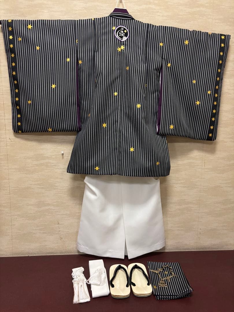 七五三　男の子袴セット　JAPAN STYLE　ストライプ　星　ドクロ