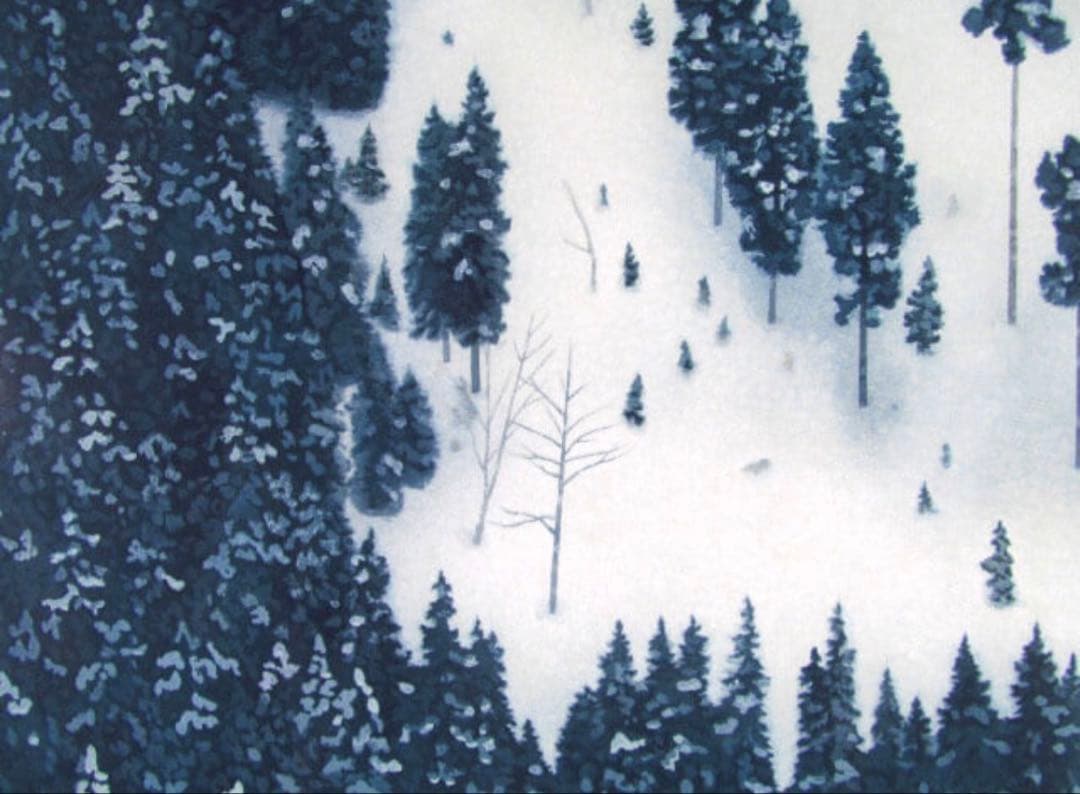 東山魁夷 春雪 木版画 額装 限定450部 日本画 版画 真作 リトグラフ