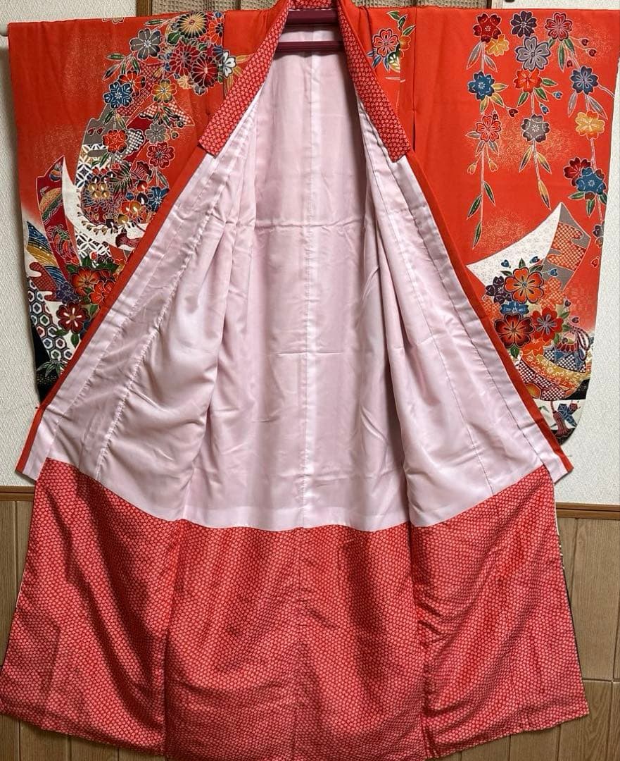 七五三　女の子　７歳　正絹着物　長襦袢　袋帯　小物セット　逸品