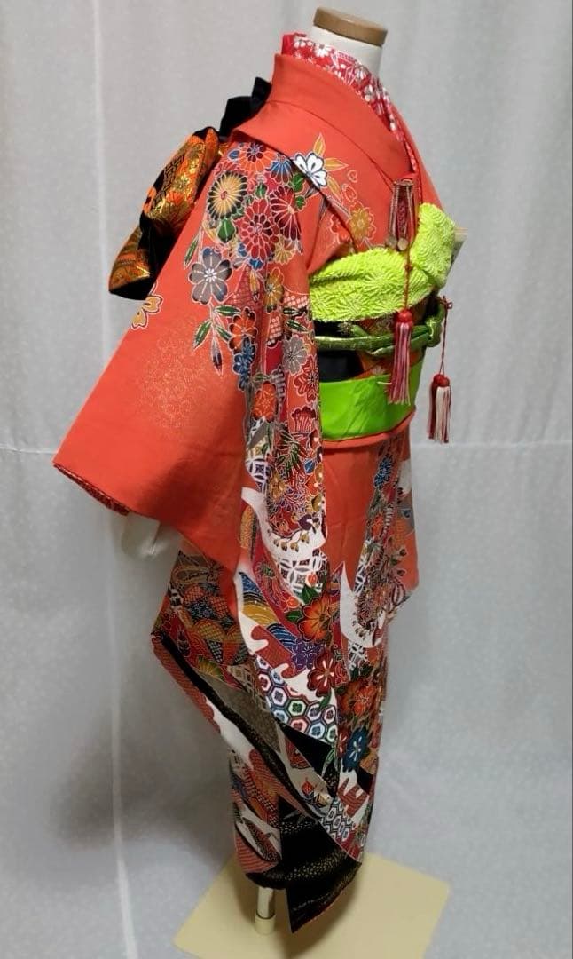 七五三　女の子　７歳　正絹着物　長襦袢　袋帯　小物セット　逸品