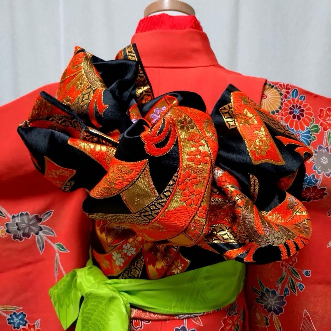 七五三　女の子　７歳　正絹着物　長襦袢　袋帯　小物セット　逸品