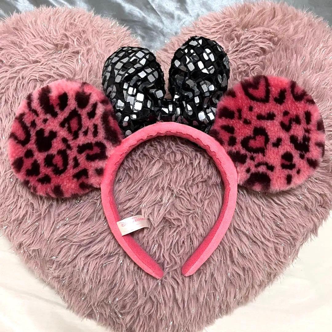 レア！平成 ディズニー ミニーちゃん カチューシャ ヒョウ柄 ピンク