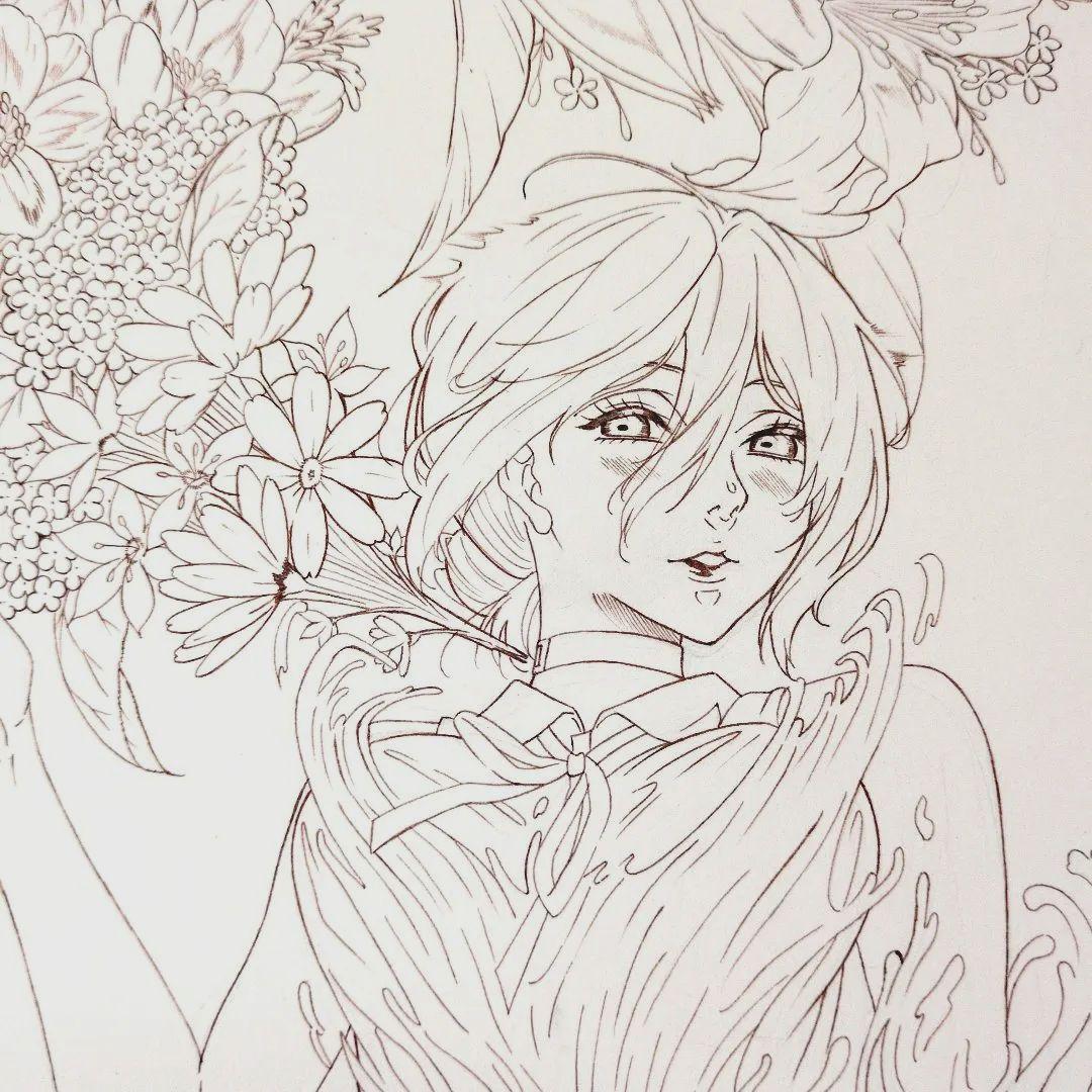 ま*す様 手描き アナログ イラスト ファンアート チェンソーマンレゼ