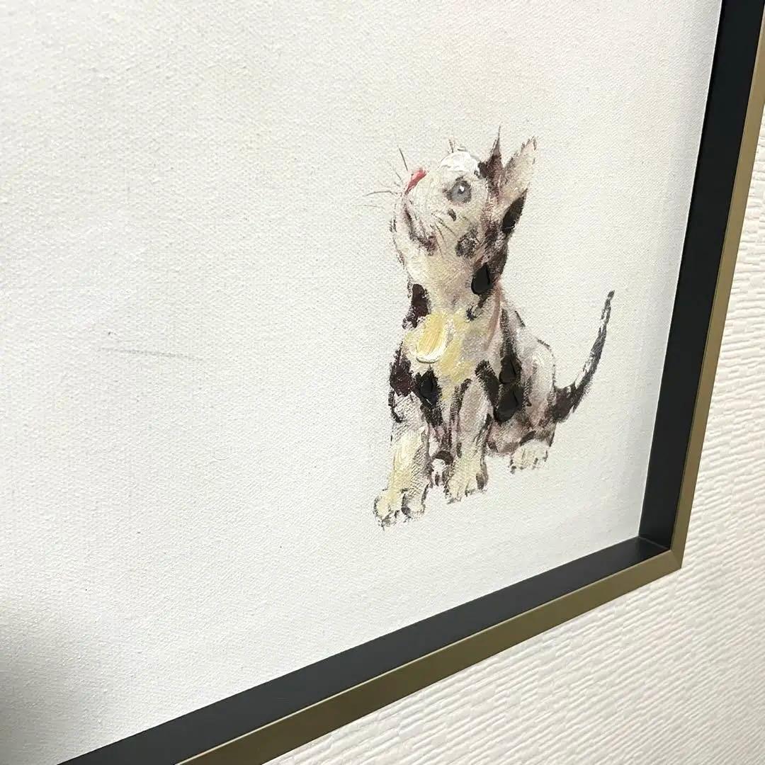 犬と猫　絵画 オイルペイントアート ベストフレンド (L) 油絵　犬と猫