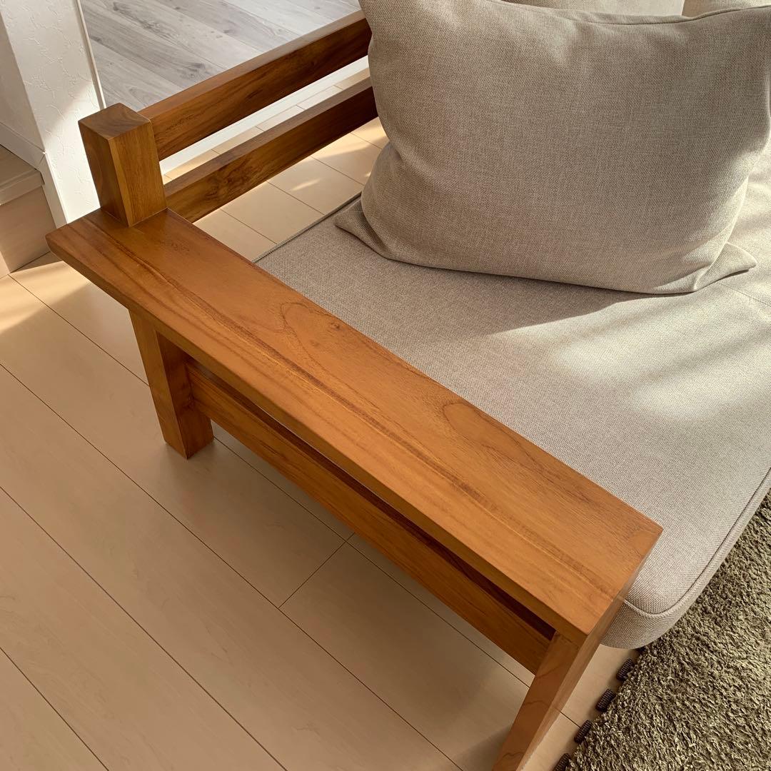 ウニコ　ブレス　木製フレーム 3人掛けソファ