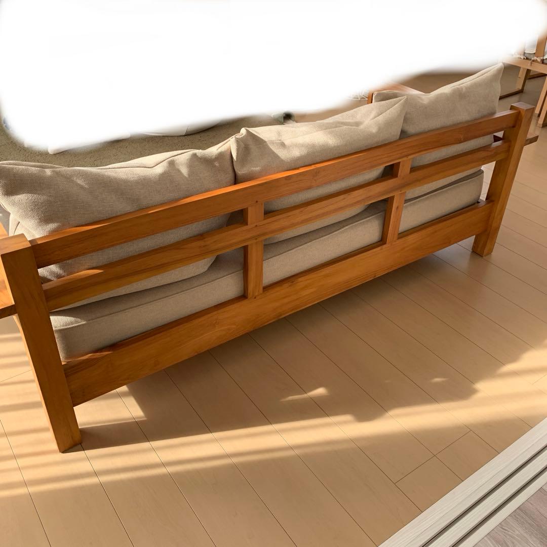 ウニコ　ブレス　木製フレーム 3人掛けソファ