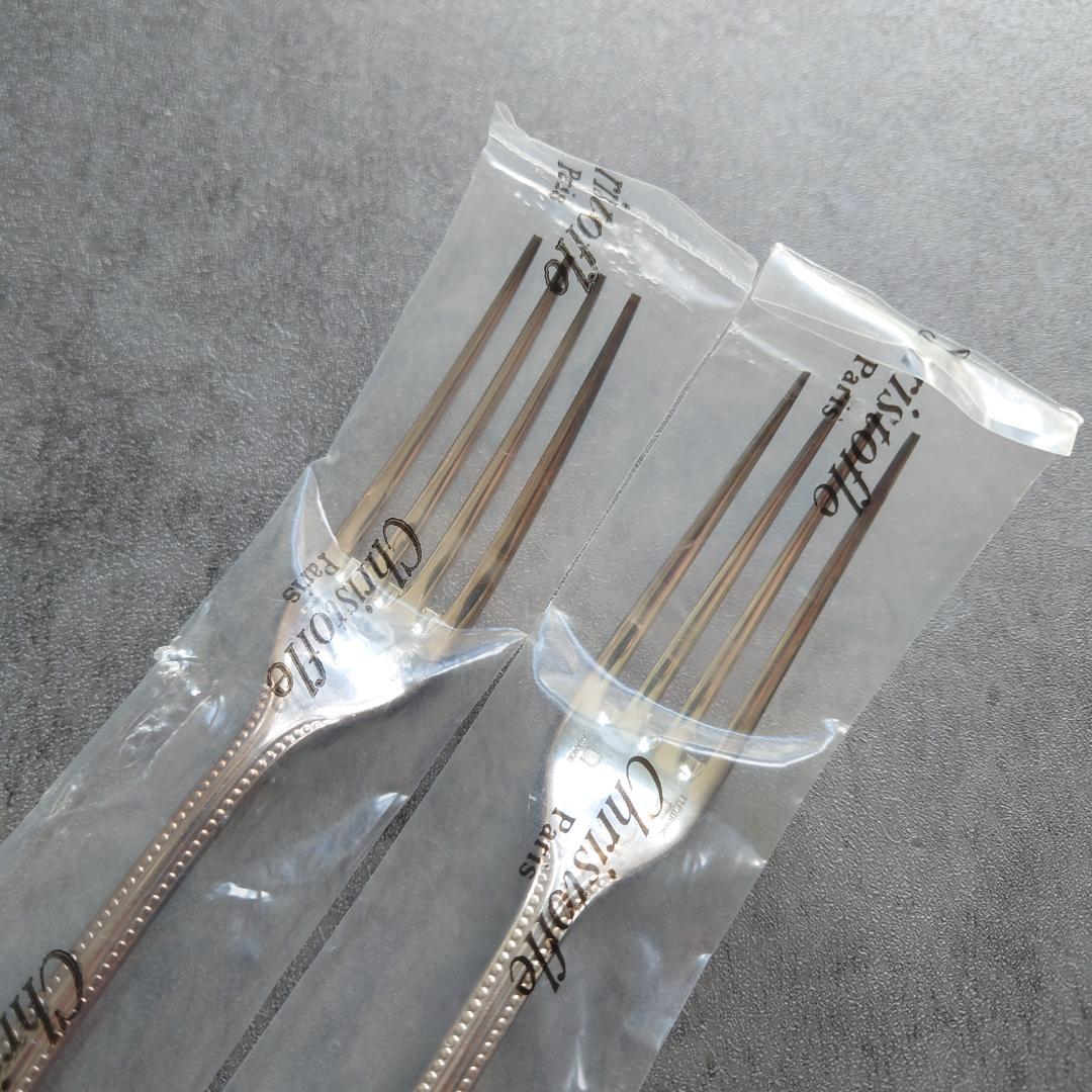 希少 クリストフル パール 未開封 デザートフォーク 2点