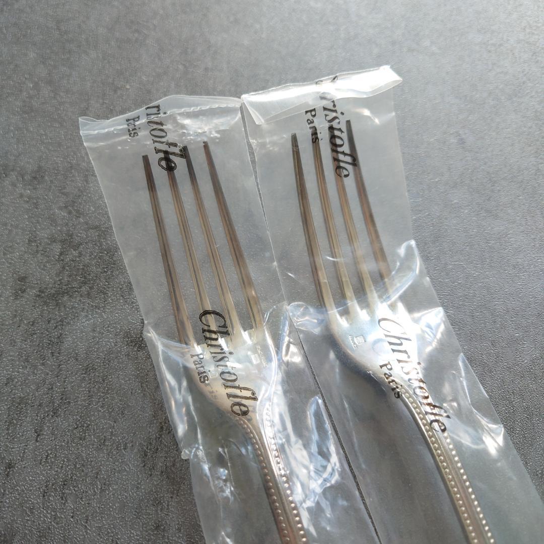 希少 クリストフル パール 未開封 デザートフォーク 2点