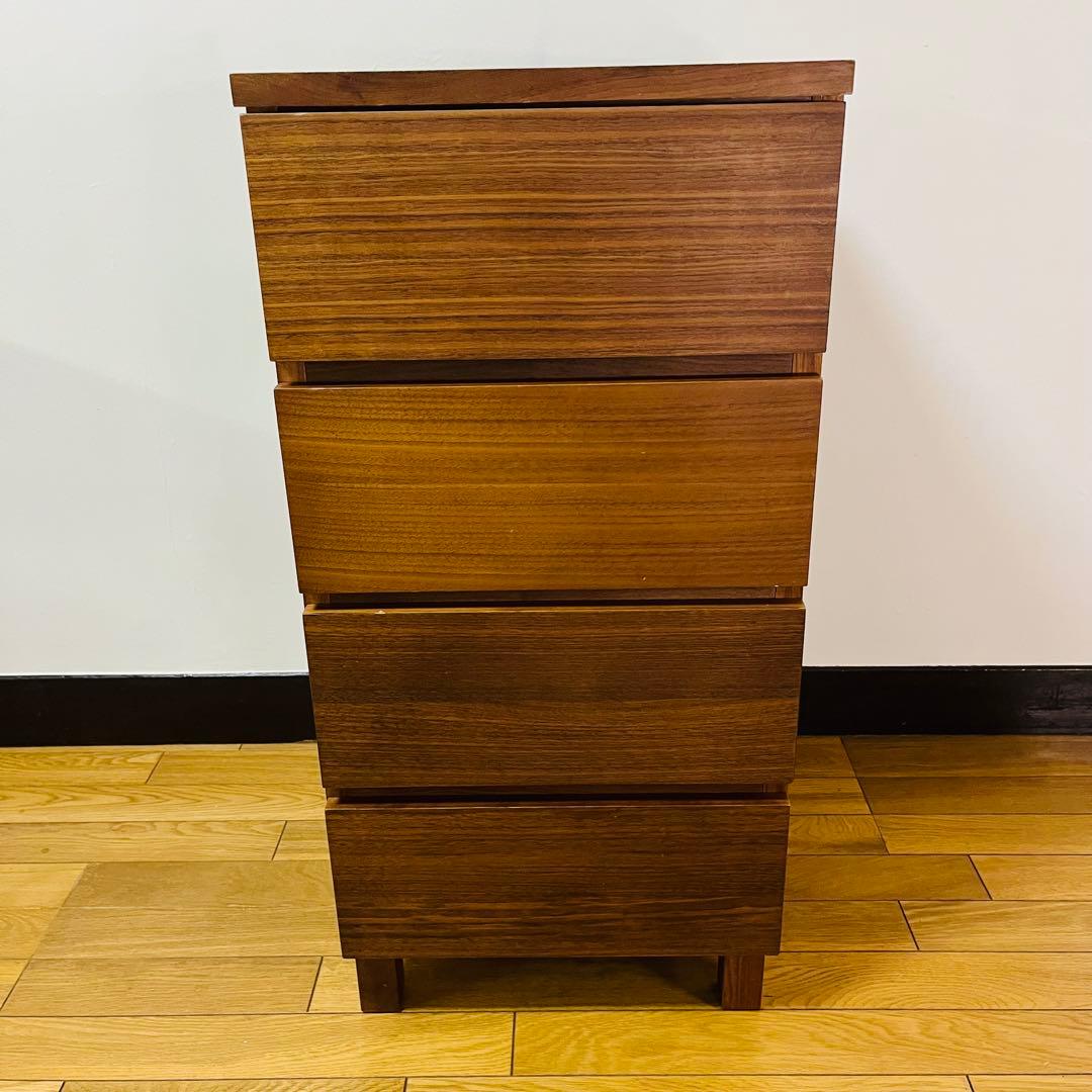 【廃盤 希少品】無印良品 ４段チェスト 足つき ウォールナット材　送料込み