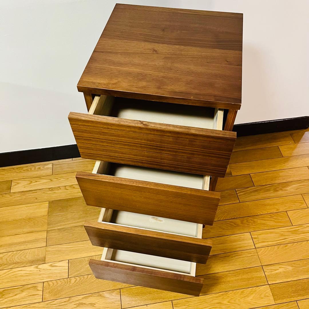 【廃盤 希少品】無印良品 ４段チェスト 足つき ウォールナット材　送料込み