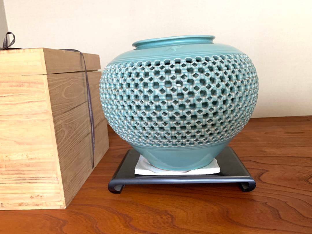 高麗青磁　宇星窯業　朴龍凡　花瓶