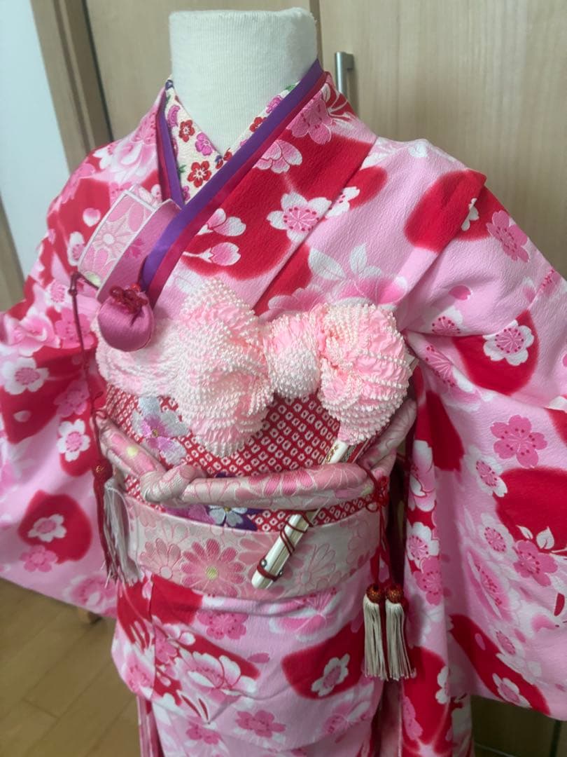 まめ姫ちゃん　JAPANスタイル　振袖バージョン　七五三 7歳用 着物セット