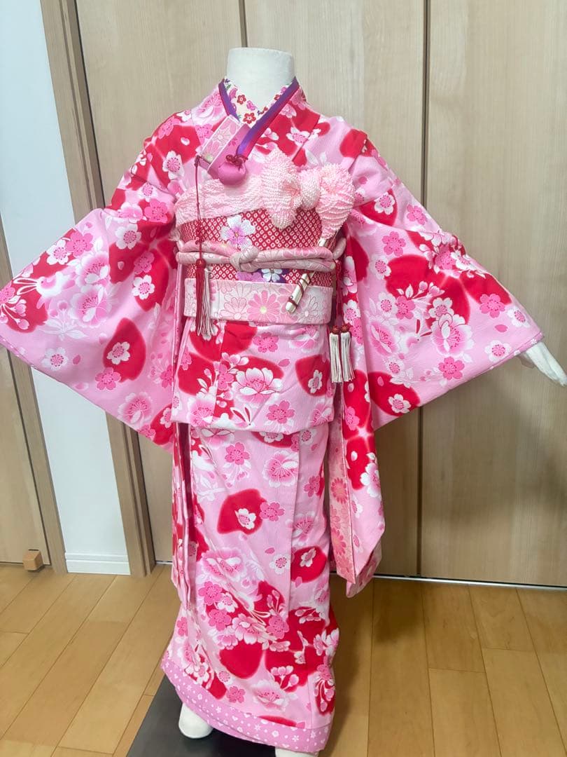 まめ姫ちゃん　JAPANスタイル　振袖バージョン　七五三 7歳用 着物セット