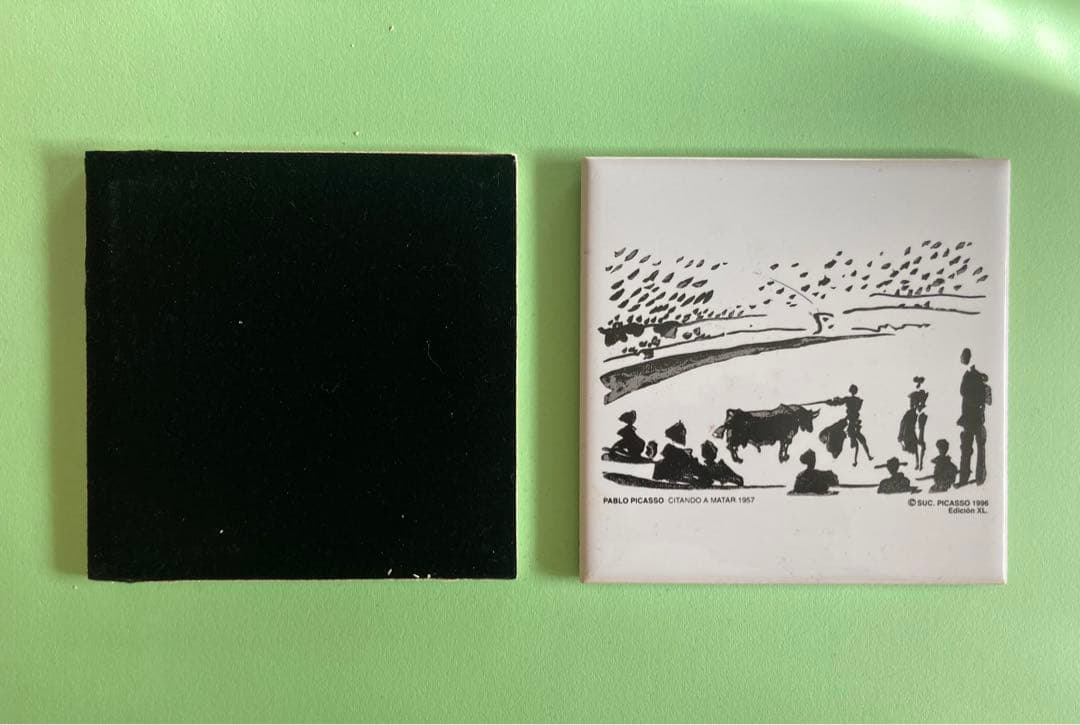 パブロ・ピカソ《闘牛》モチーフ陶板、コースター(６枚）